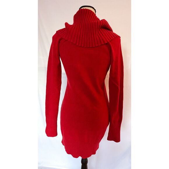 INC Sweater Dress | Red Cowl Neck Cozy Holiday Winter Dress - Picture 2 of 9